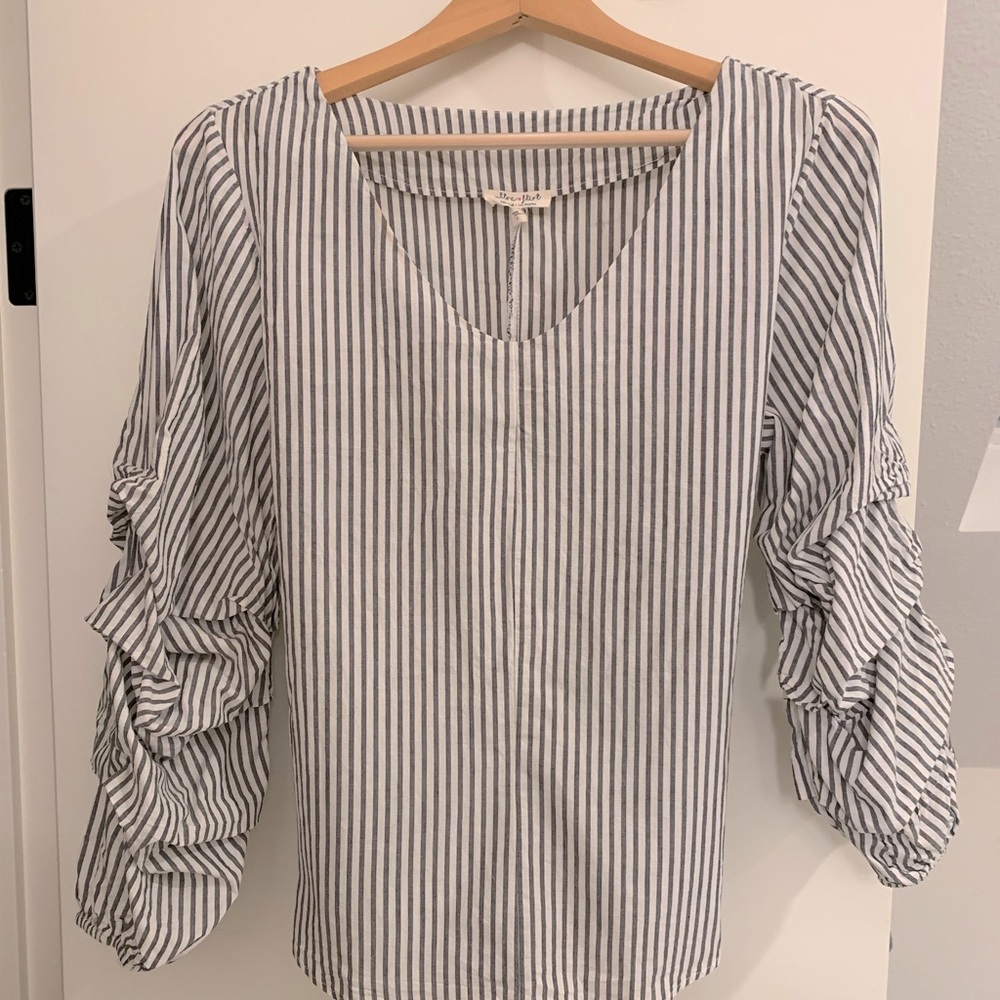 Stripped blouse top with tie